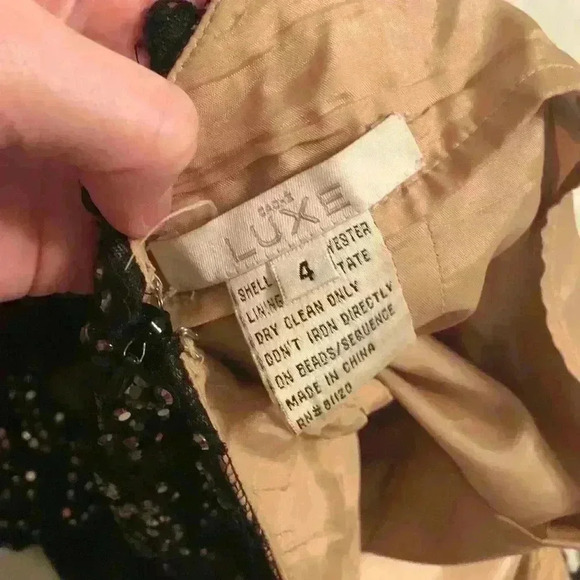 V-Neck Beaded Lace Midi Cocktail Dress - Picture 3 of 3